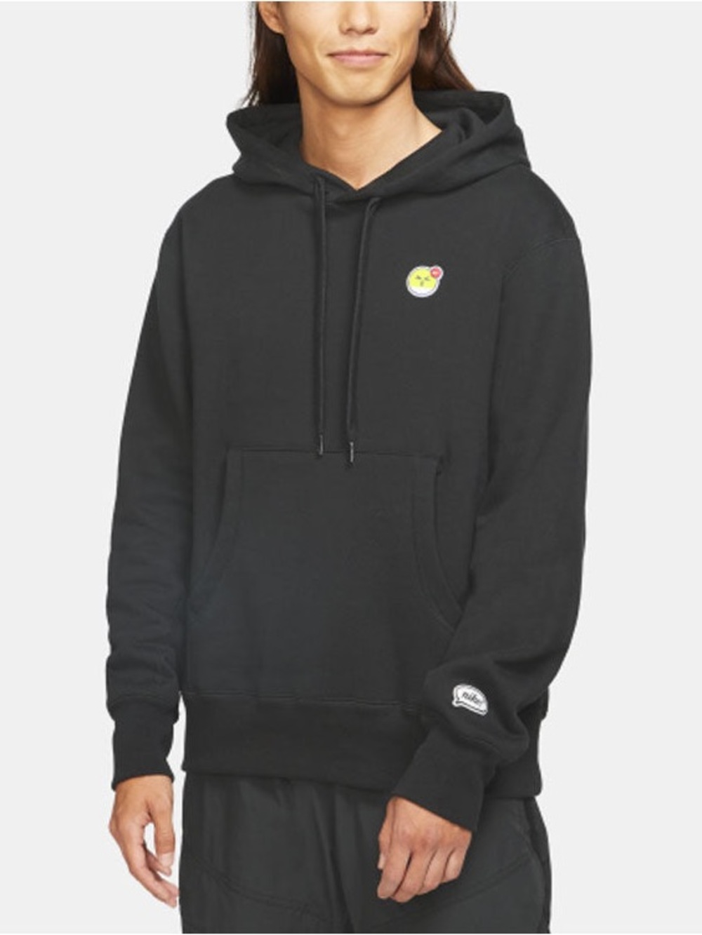Nike Black Men’s Pullover Hoodie with Small Emoji Patch
